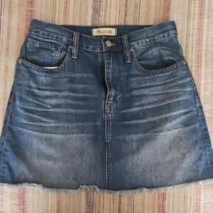 Madewell Distressed Denim A-Line Skirt